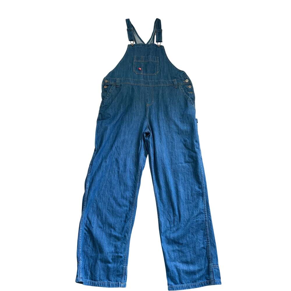 Dickies Denim Bib Overalls XL Blue Wide Leg Carpenter Workwear 90s Y2K